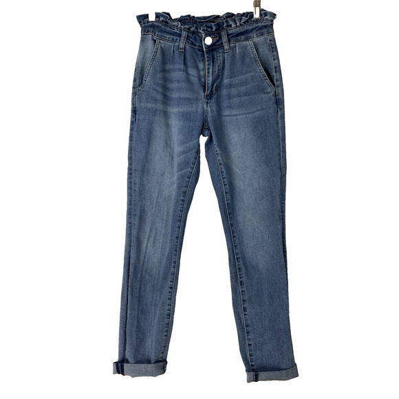 Ashley Mason Denim - Ashley Mason Jeans Womens‎ 5 Blue Denim Slim Cuffed Gathered Waist Accent
